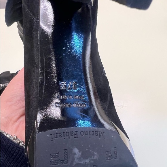 Marino Fabiani Made in Italy Black Stiletto Heeled Boots with Satin Bow - Picture 9 of 12